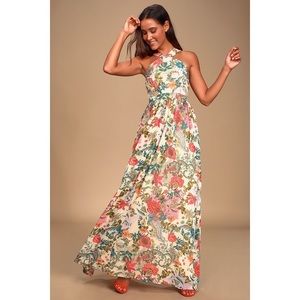 Lilja Cream Floral Print Maxi Dress
